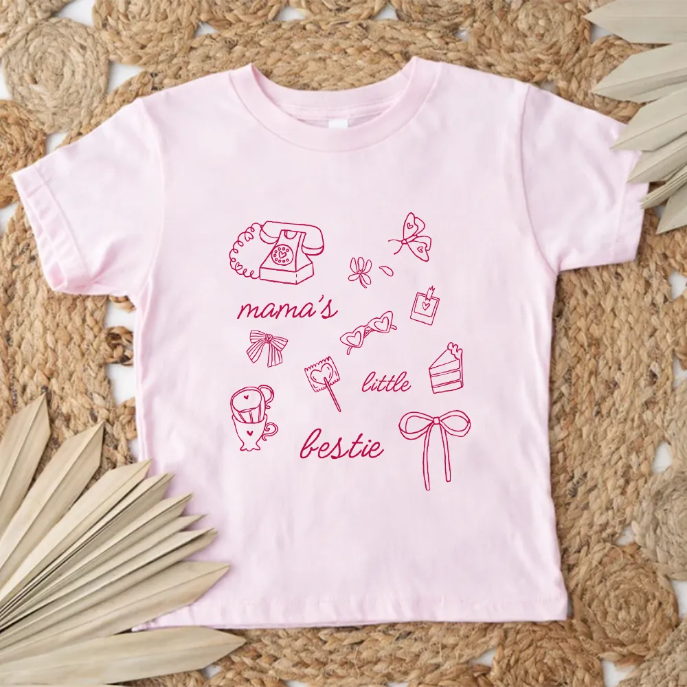 Mama's Little Bestie Coquette T-Shirt girls pajamas promo