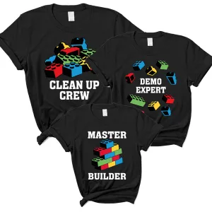 Master Builder & Cleanup Crew Family Matching T-Shirts dads clothes cheap