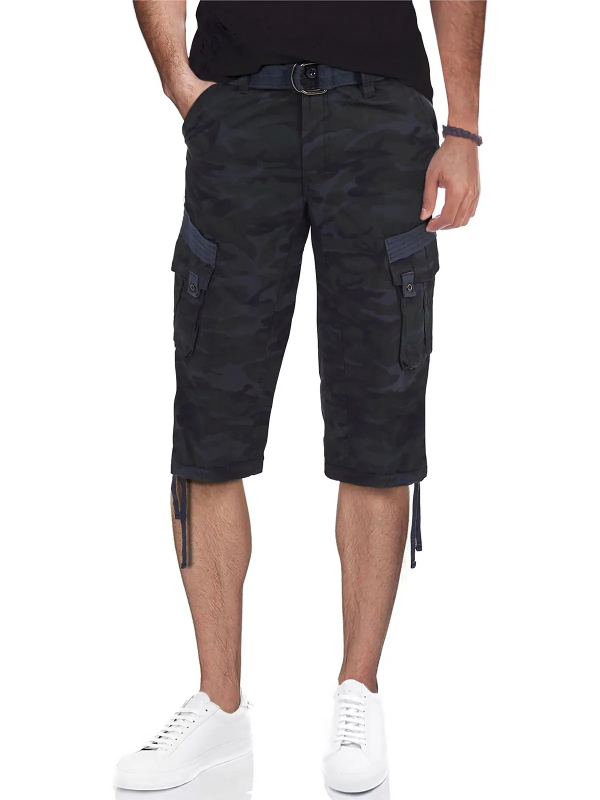 Mens Cargo Belted Capri Pants
