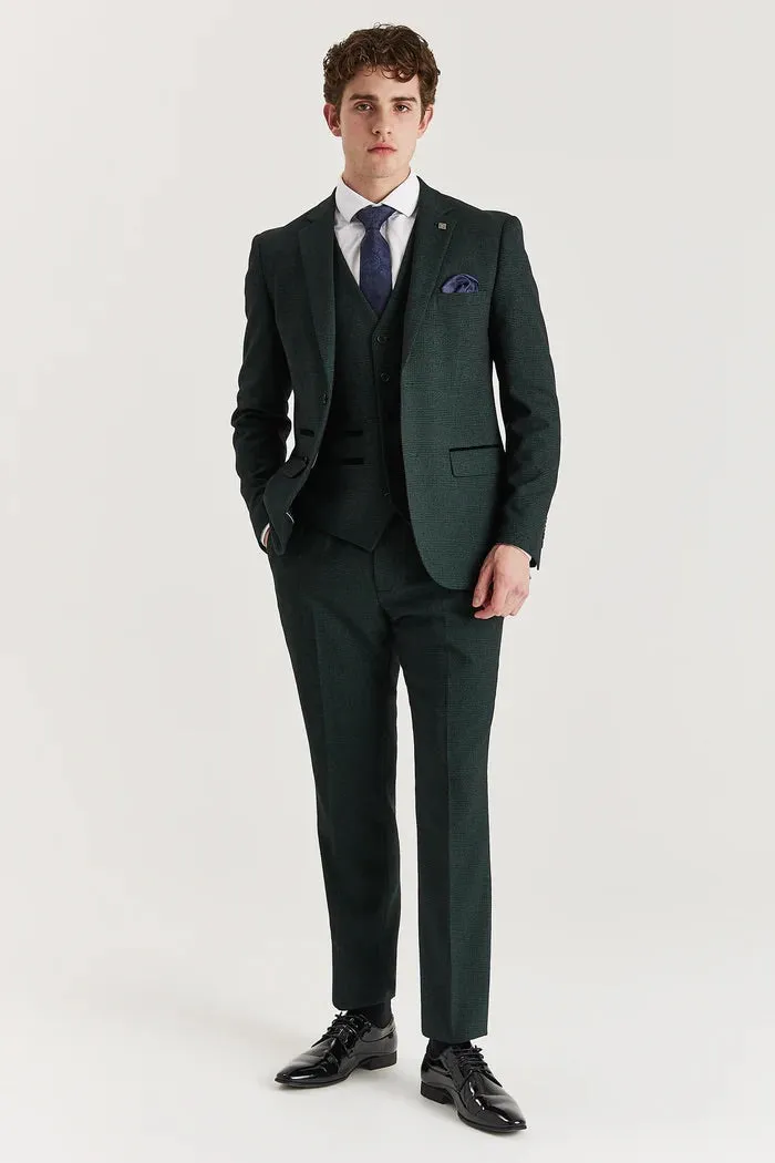 Men's Green Suit Trouser Prince Of Wales Formal Trouser