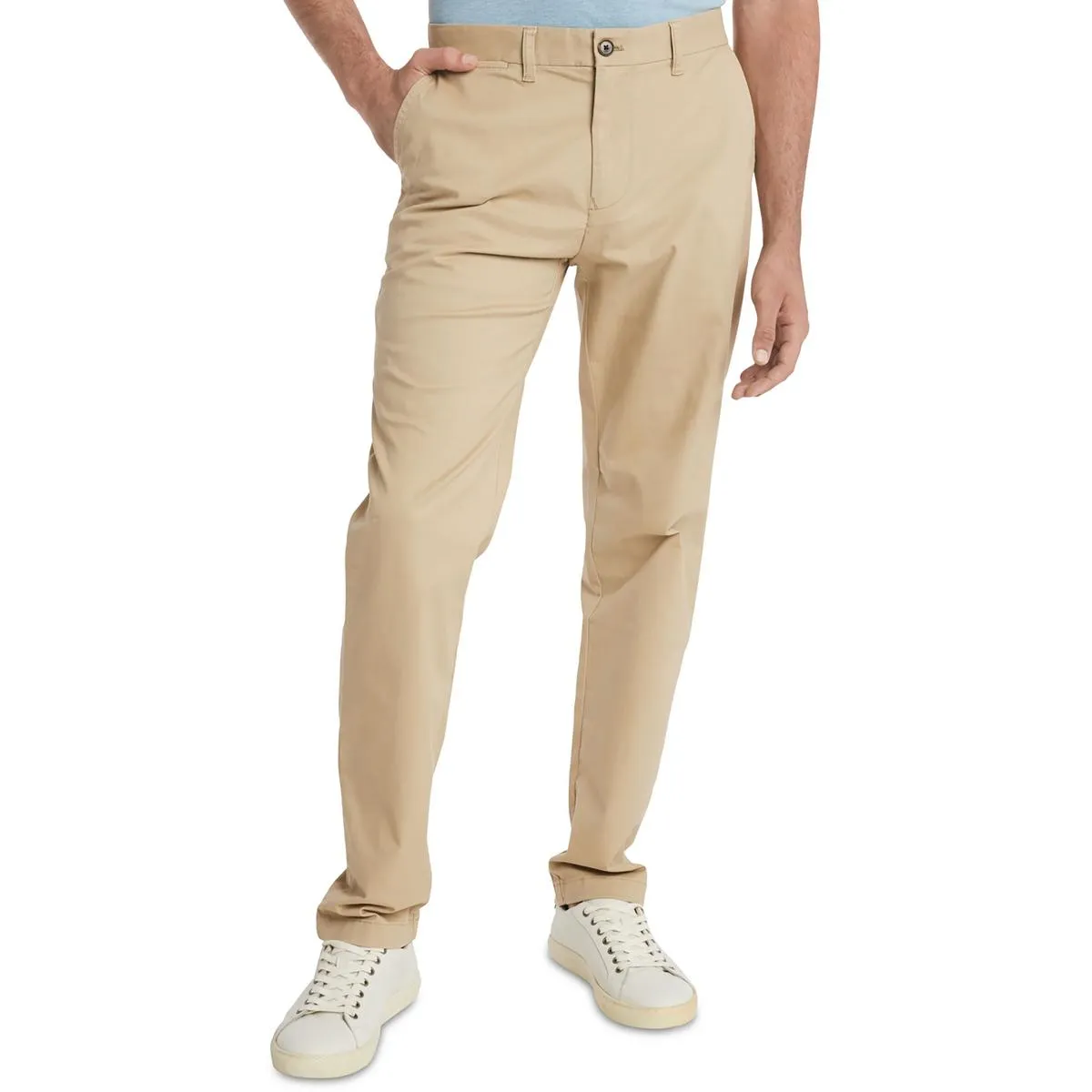 Mens Solid Cotton Dress Pants