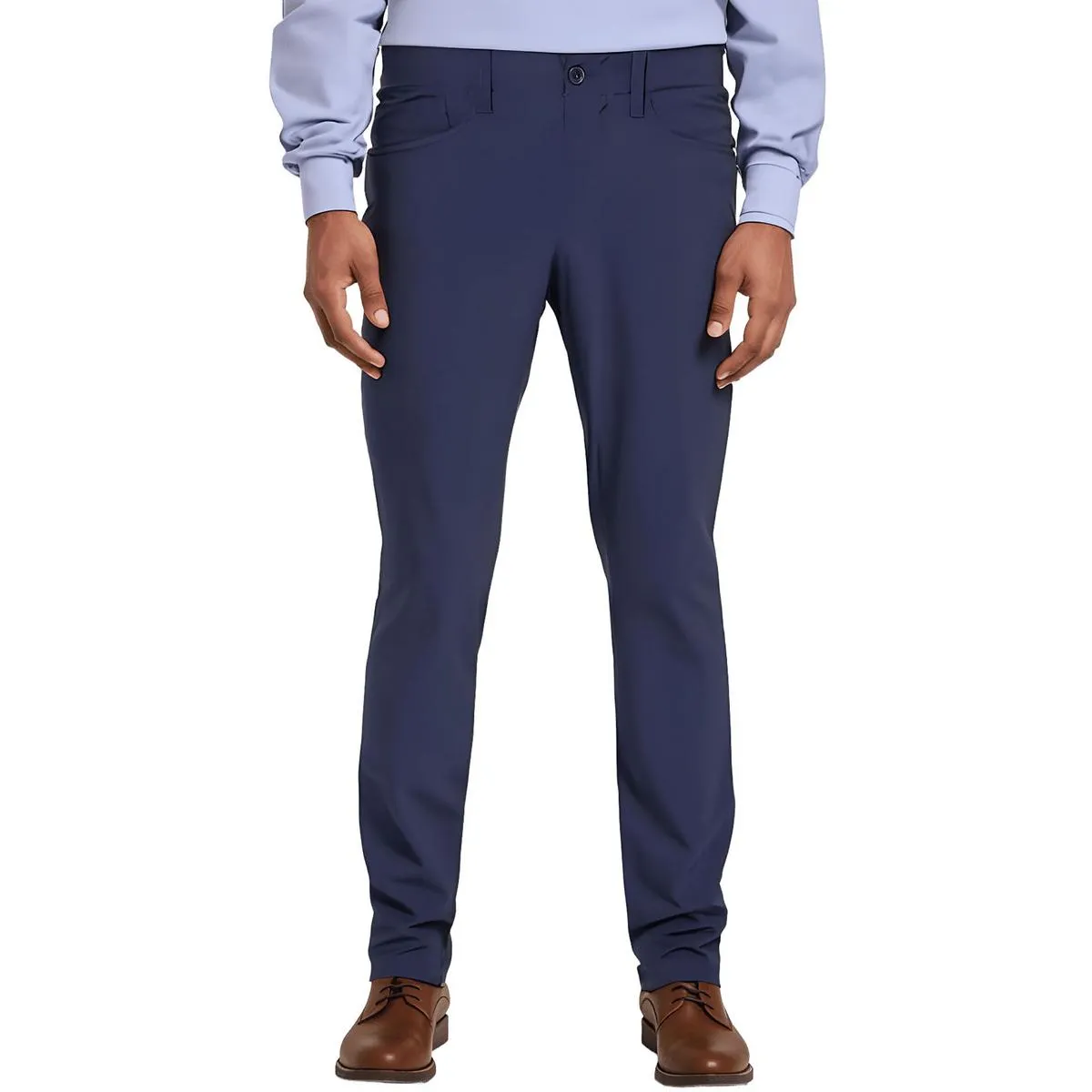 Mens Solid Polyester Straight Leg Pants