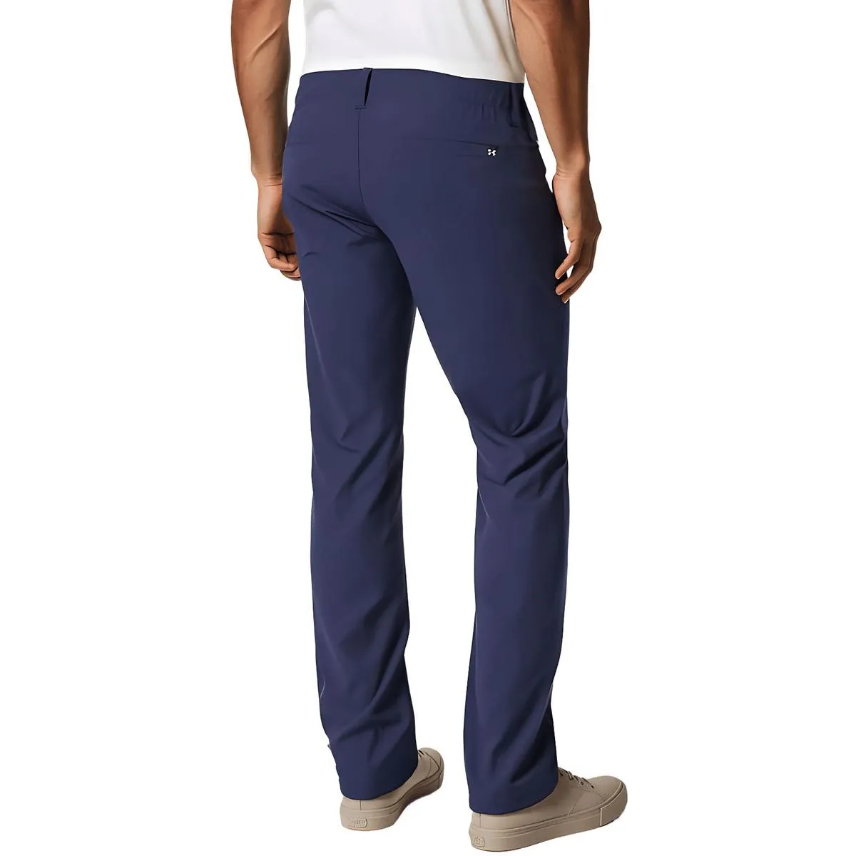 Mens Solid Polyester Straight Leg Pants