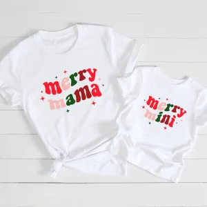 Merry Mama & Merry Mini Matching Christmas T-Shirts pregnancy clothes clearance