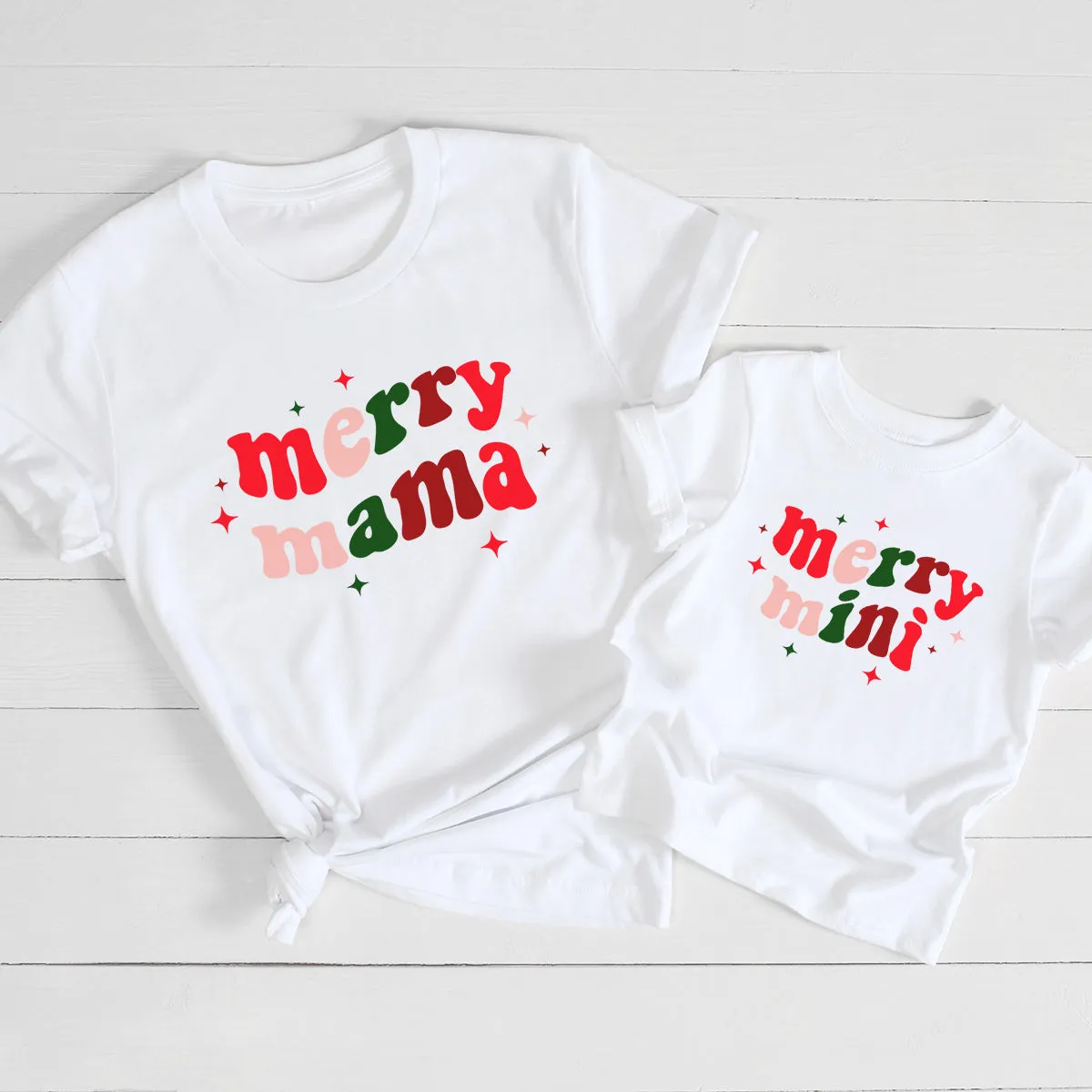 Merry Mama & Merry Mini Matching Christmas T-Shirts maternity wear outlet