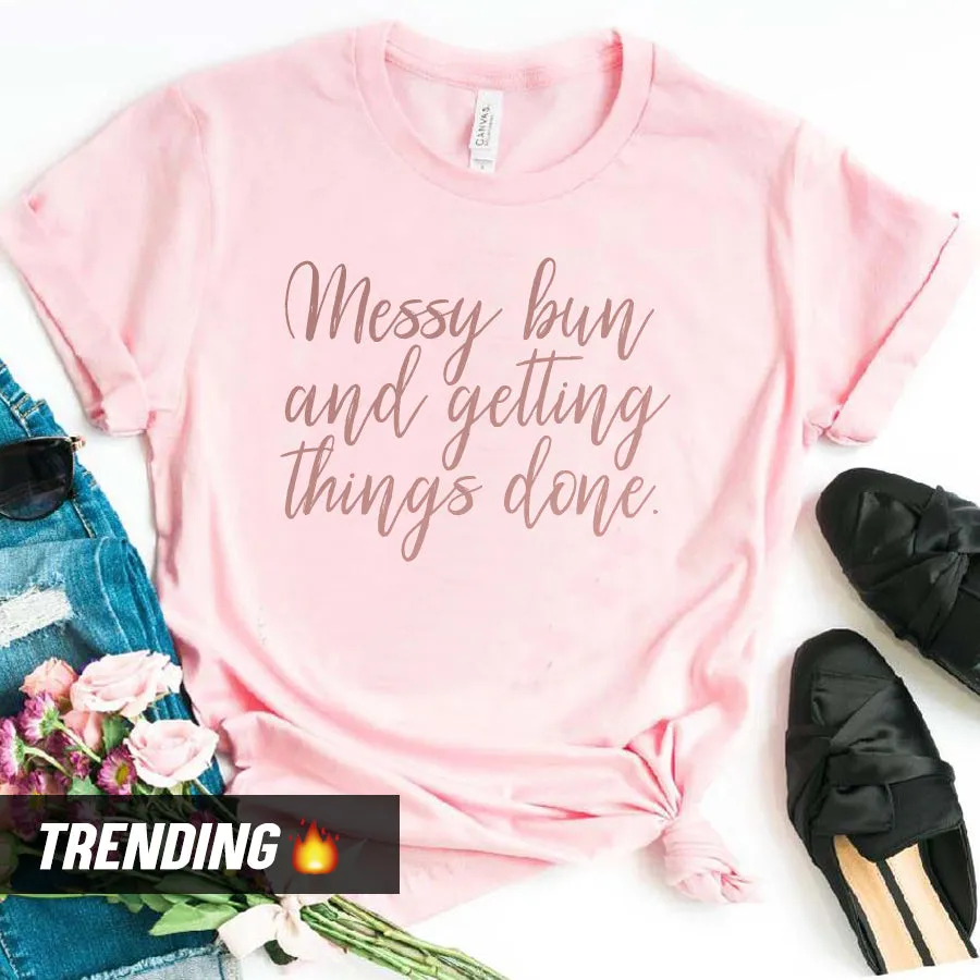 Messy Bun T-Shirt (MRK X) mum blouses clearance