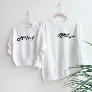 Mischief and Mischief Managed Matching Mum and Kid Sweatshirts baby bump outfits discount