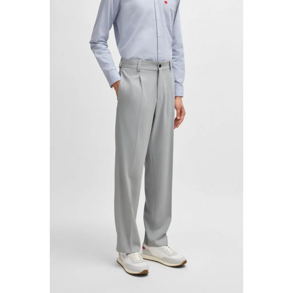 Modern-fit trousers in stretch twill with front crease