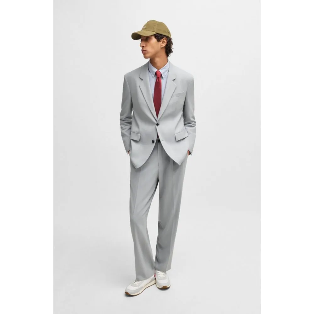 Modern-fit trousers in stretch twill with front crease