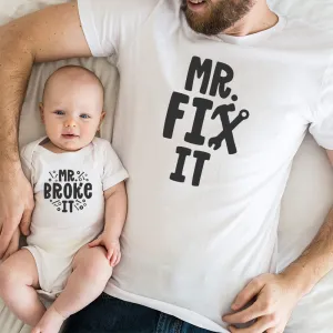 Mr Fix It & Mr Broke It Matching T-Shirt & Vest fathers day sale outfits