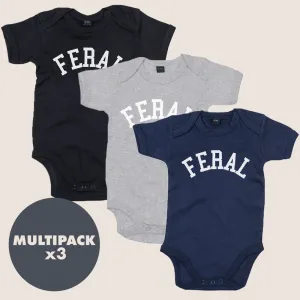 MRK Essentials - Feral College Midnight 3 Pack Baby Vest Bundle cheap baby clothes online