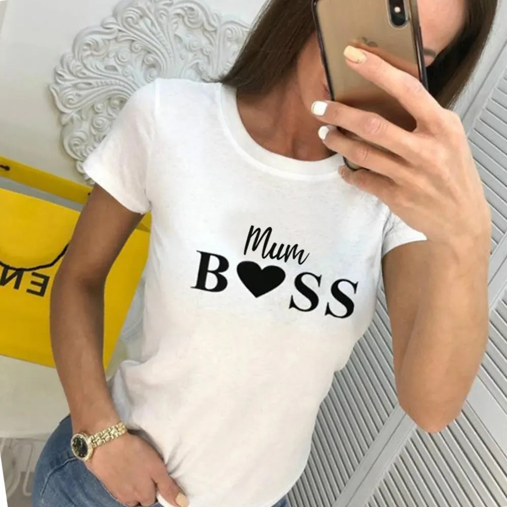 Mum Boss Heart T-Shirt (MRK X) mum blouses clearance