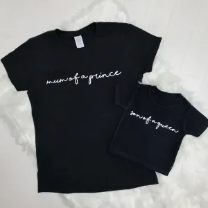 Mum Of A Prince/Son Of A Queen Black/White Matching Tees (MRK X) maternity leggings online