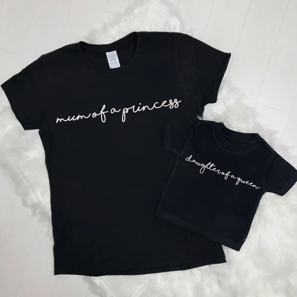 Mum Of A Princess/Daughter Of A Queen Black/White Matching Tees (MRK X) nursing tops best deals