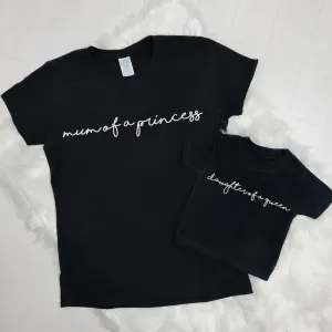 Mum Of A Princess/Daughter Of A Queen Black/White Matching Tees (MRK X) nursing tops best deals