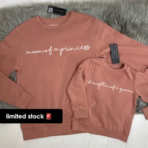 Mum Of A Princess/Daughter Of A Queen Dusty Pink Sweatshirts (MRK X) breastfeeding tops cheap