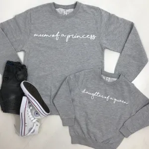 Mum Of A Princess/Daughter Of A Queen Heather Grey Sweatshirts (MRK X) nursing tops best deals