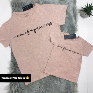Mum Of A Princess/Daughter Of A Queen Heather Peach Matching Tees (MRK X) maternity leggings online