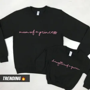 Mum Of A Princess/Daughter Of A Queen Matching Sweatshirts (MRK X) nursing tops best deals