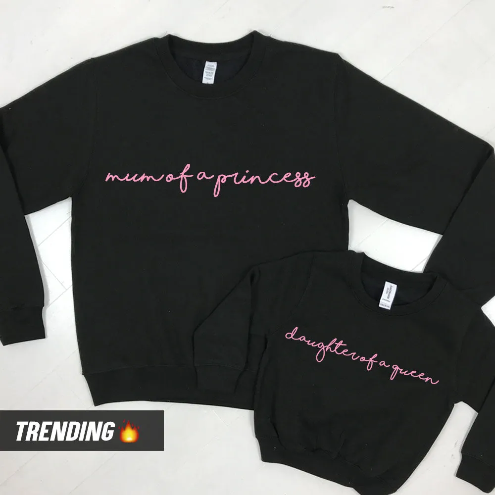 Mum Of A Princess/Daughter Of A Queen Matching Sweatshirts (MRK X) nursing tops best deals