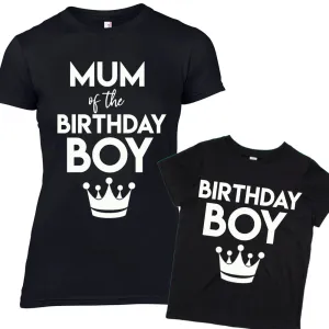 Mum of Birthday Boy Matching Mum & Son Black Tees (MRK X) maternity wear outlet