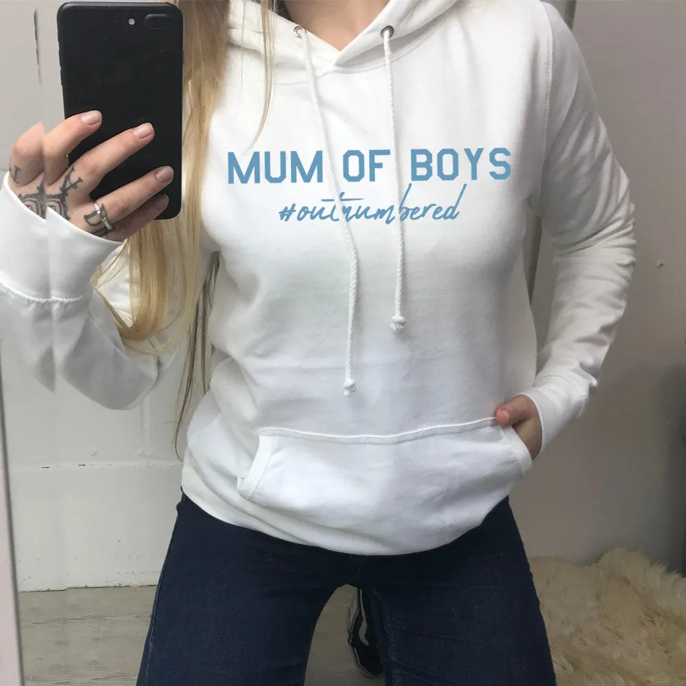 Mum of Boys Hashtag Outnumbered Hoodie (MRK X) mum jeans promo