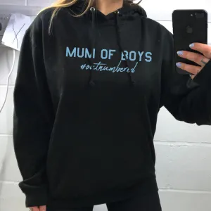 Mum of Boys Hashtag Outnumbered Hoodie (MRK X) mum jeans promo