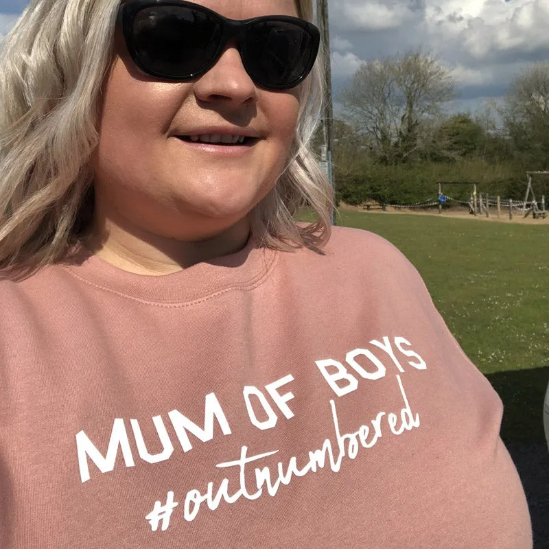 Mum of Boys Hashtag Outnumbered Sweatshirt (MRK X) mum jeans promo