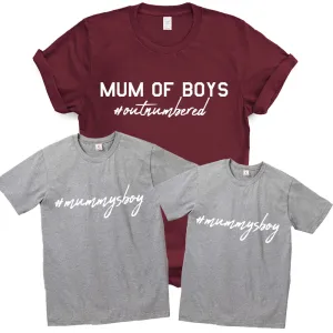 Mum Of Boys #Outnumbered Matching T-Shirts Maroon/Grey maternity leggings online