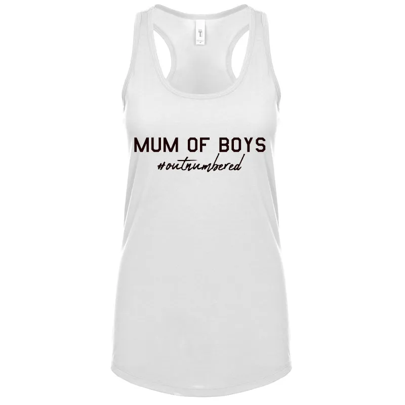 Mum Of Boys Outnumbered Sleeveless Tank mum blouses clearance