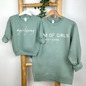 Mum Of Girls #Girlgang Matching Dusty Green Sweatshirts nursing tops best deals