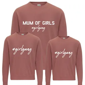 Mum of Girls #GirlGang Matching Dusty Pink Sweatshirts nursing tops best deals