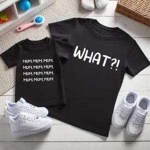 Mum,Mum,Mum, What?! Matching Black T-Shirts pregnancy clothes clearance