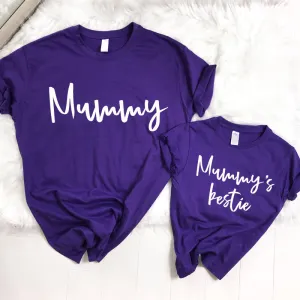 Mummy & Mummy's Bestie Chelsea Script Purple T-Shirts discount mum dresses