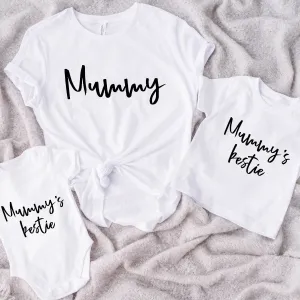 Mummy & Mummy's Bestie Chelsea Script White T-Shirt & Bodysuits maternity wear outlet