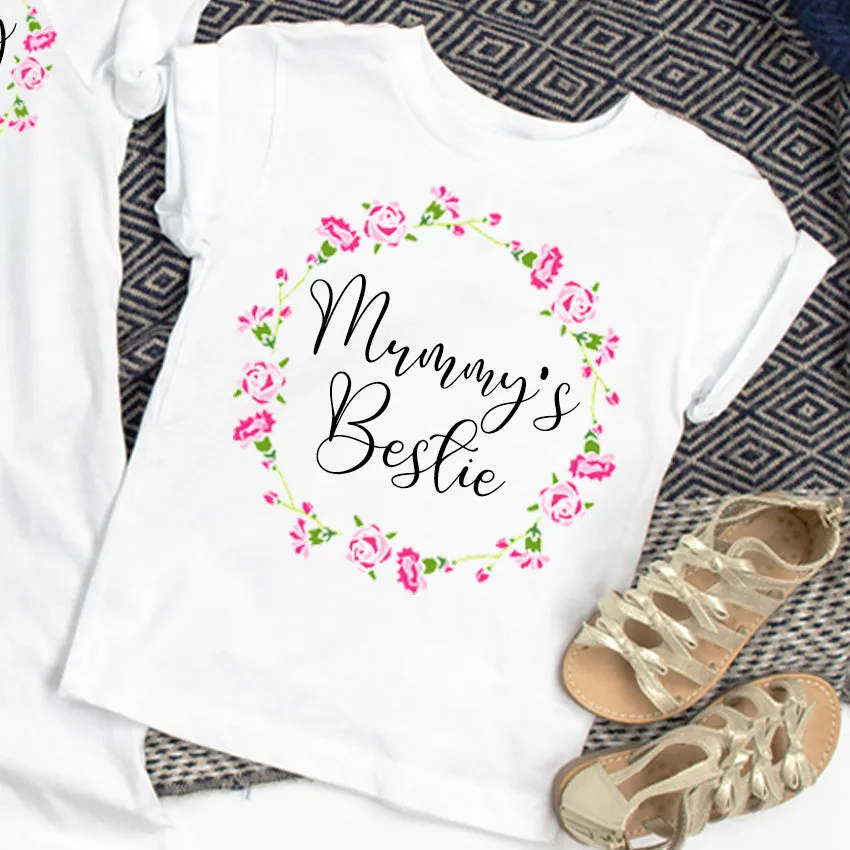 Mummy & Mummy's Bestie Floral Ring White T-Shirts