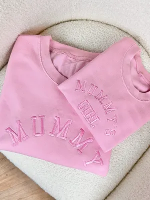 Mummy & Mummy's Girl College Embroidered Pink Sweatshirts breastfeeding tops cheap