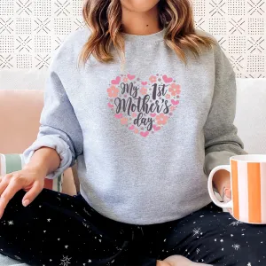 My First Mothers Day Women's Heather Grey Sweatshirt breastfeeding tops cheap