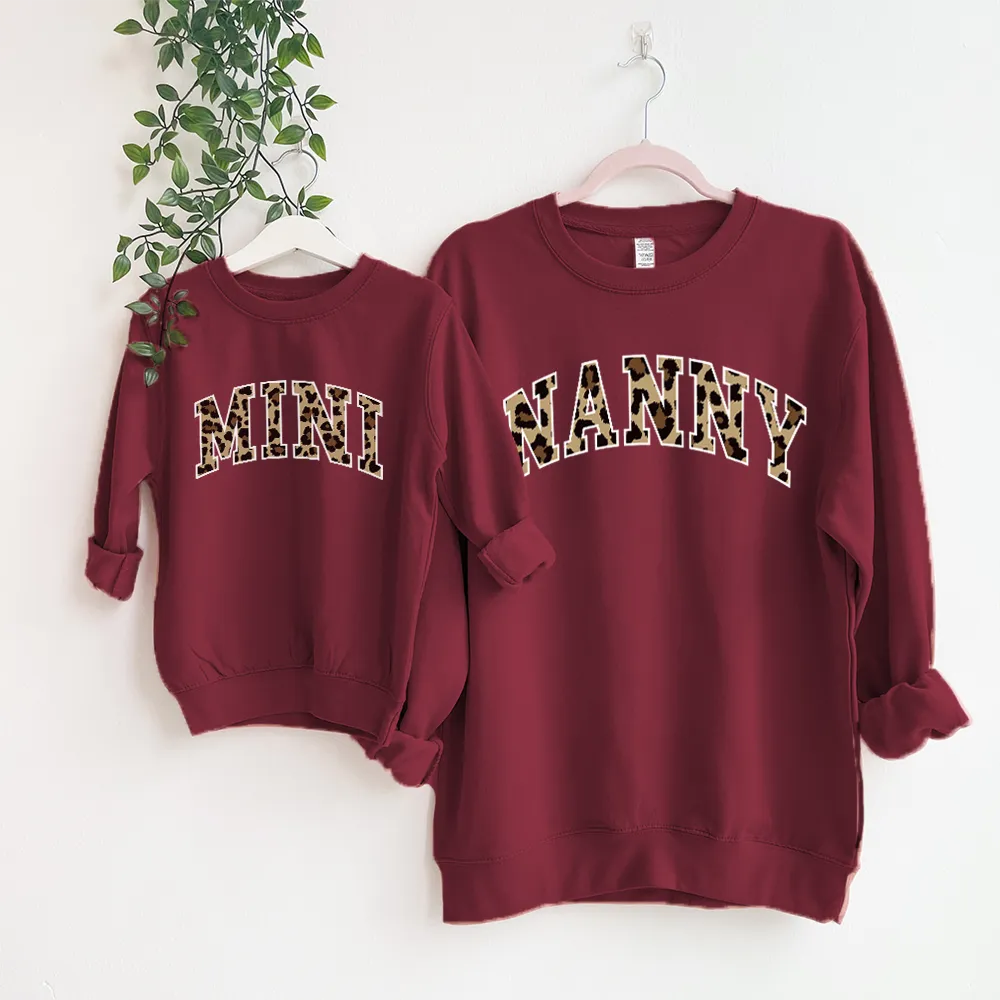 Nanny & Mini Leopard Varsity Matching Sweatshirts grandma outfits sale