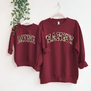 Nanny & Mini Leopard Varsity Matching Sweatshirts grandma outfits sale