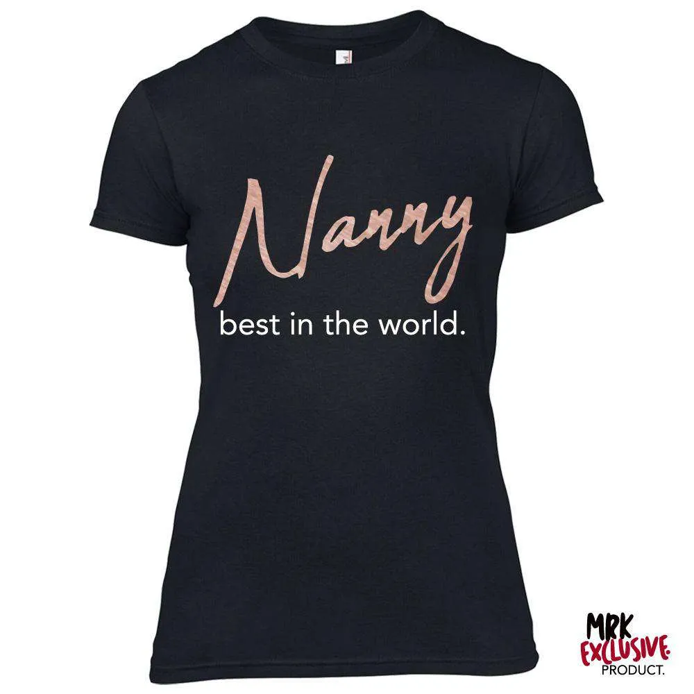 Nanny Best In World Black/Rose Tee (MRK X) grandma outfits sale