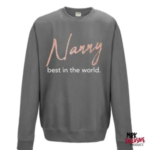 Nanny Best In World Steel Grey/Rose Sweater (MRK X) grandma outfits sale