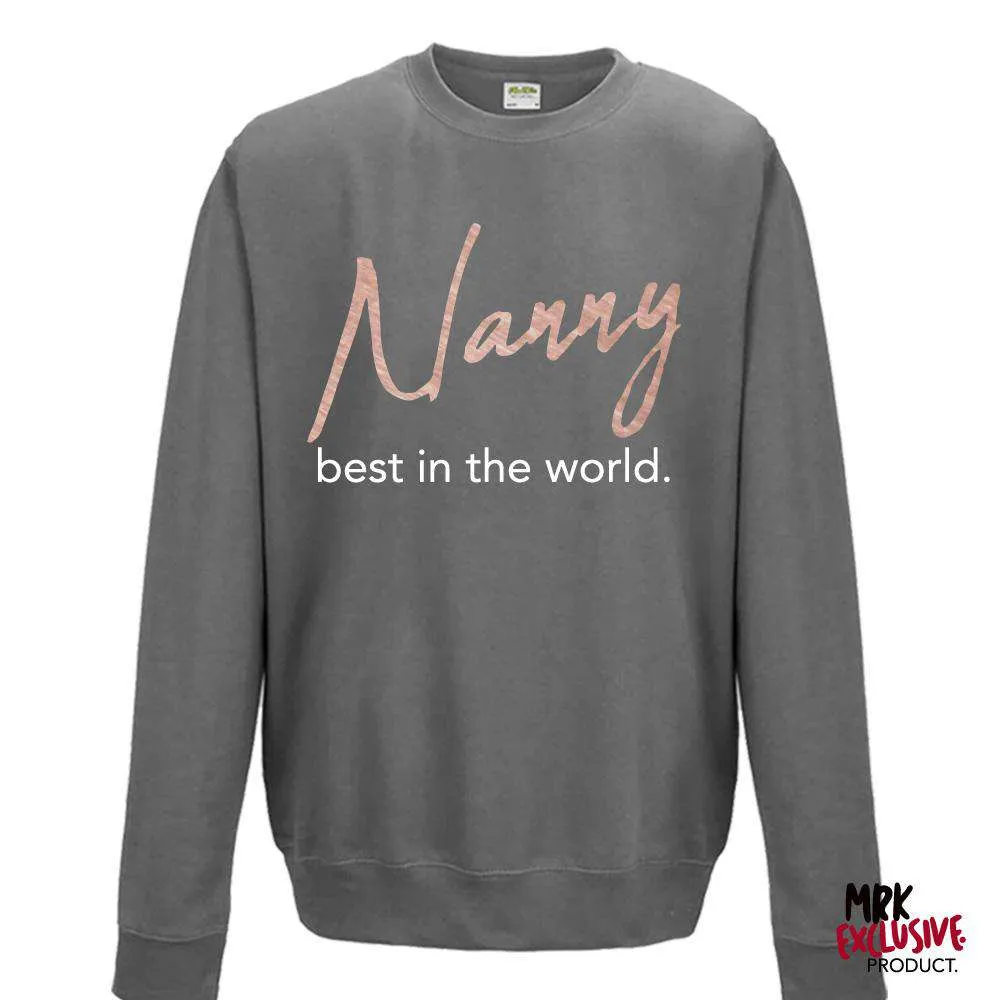 Nanny Best In World Steel Grey/Rose Sweater (MRK X) grandma outfits sale