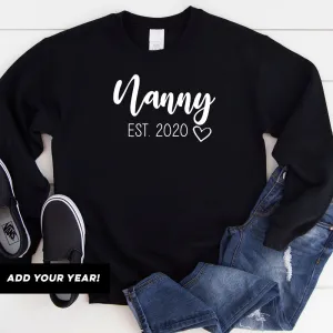 Nanny Established Bella Script Personalised Sweatshirt (MRK X) grandma outfits sale