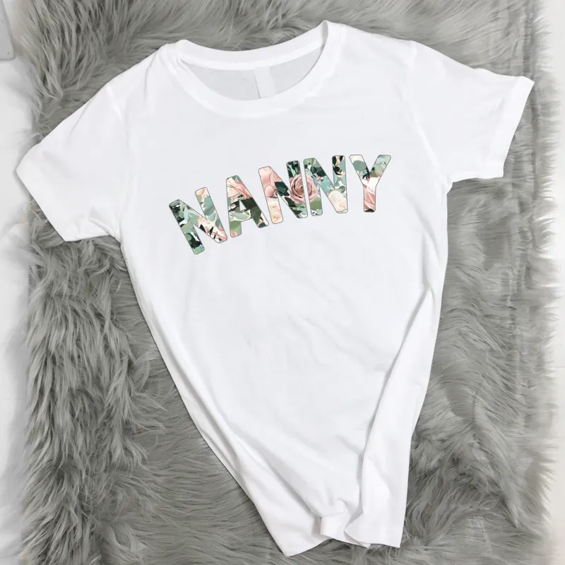 Nanny Floral Print T-Shirt grandma outfits sale