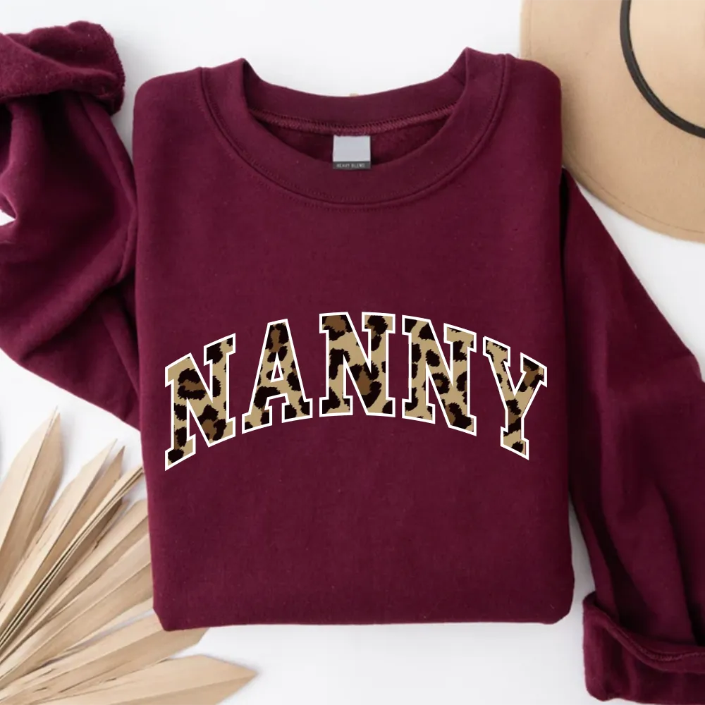 Nanny Leopard Varsity Sweatshirt grandma outfits sale