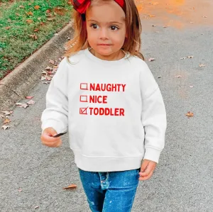 Naughty Nice Toddler Kids Christmas Sweatshirt girls skirts clearance