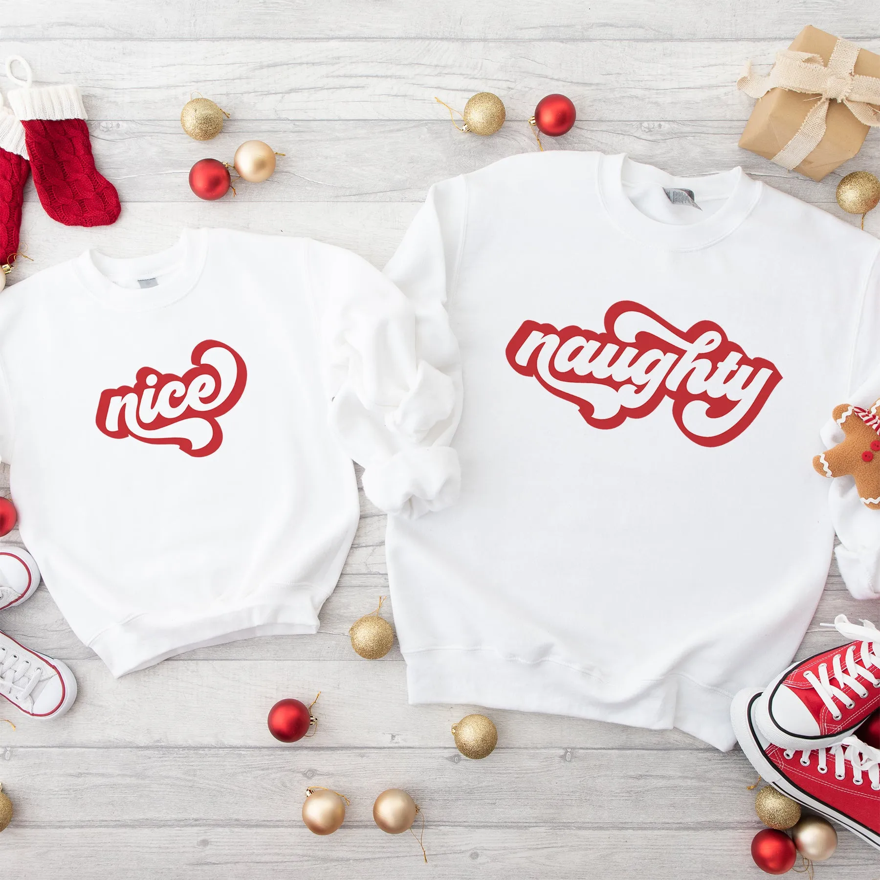 Naughty/Nice Kids Matching Christmas Sweatshirts