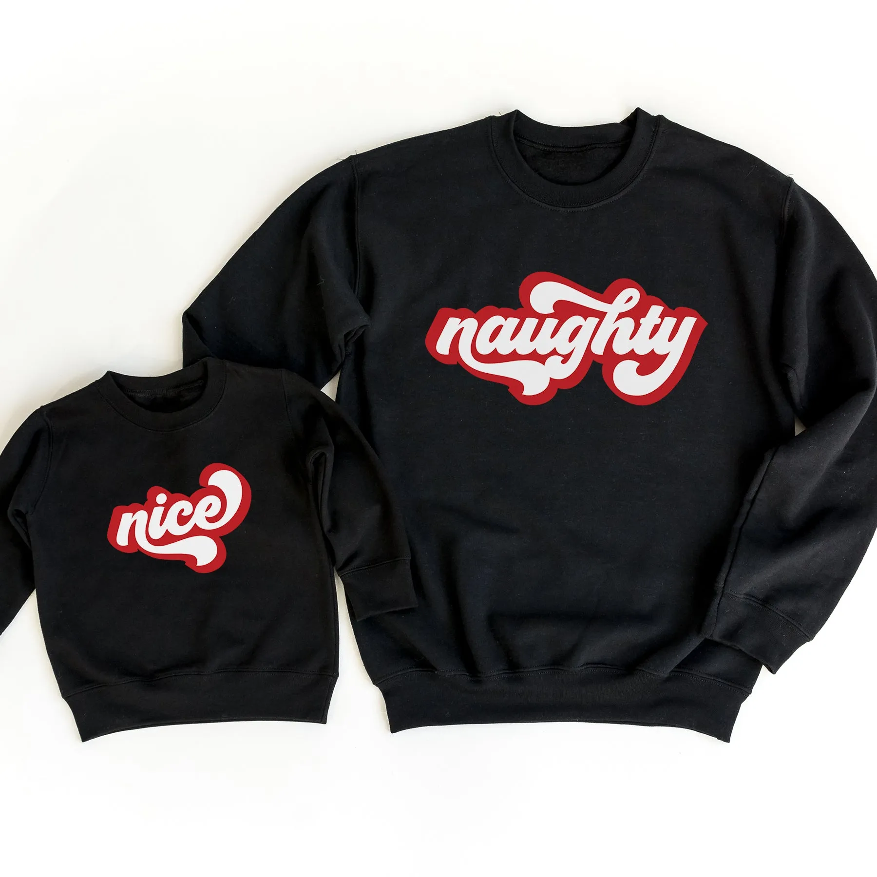 Naughty/Nice Kids Matching Christmas Sweatshirts girls dresses outlet