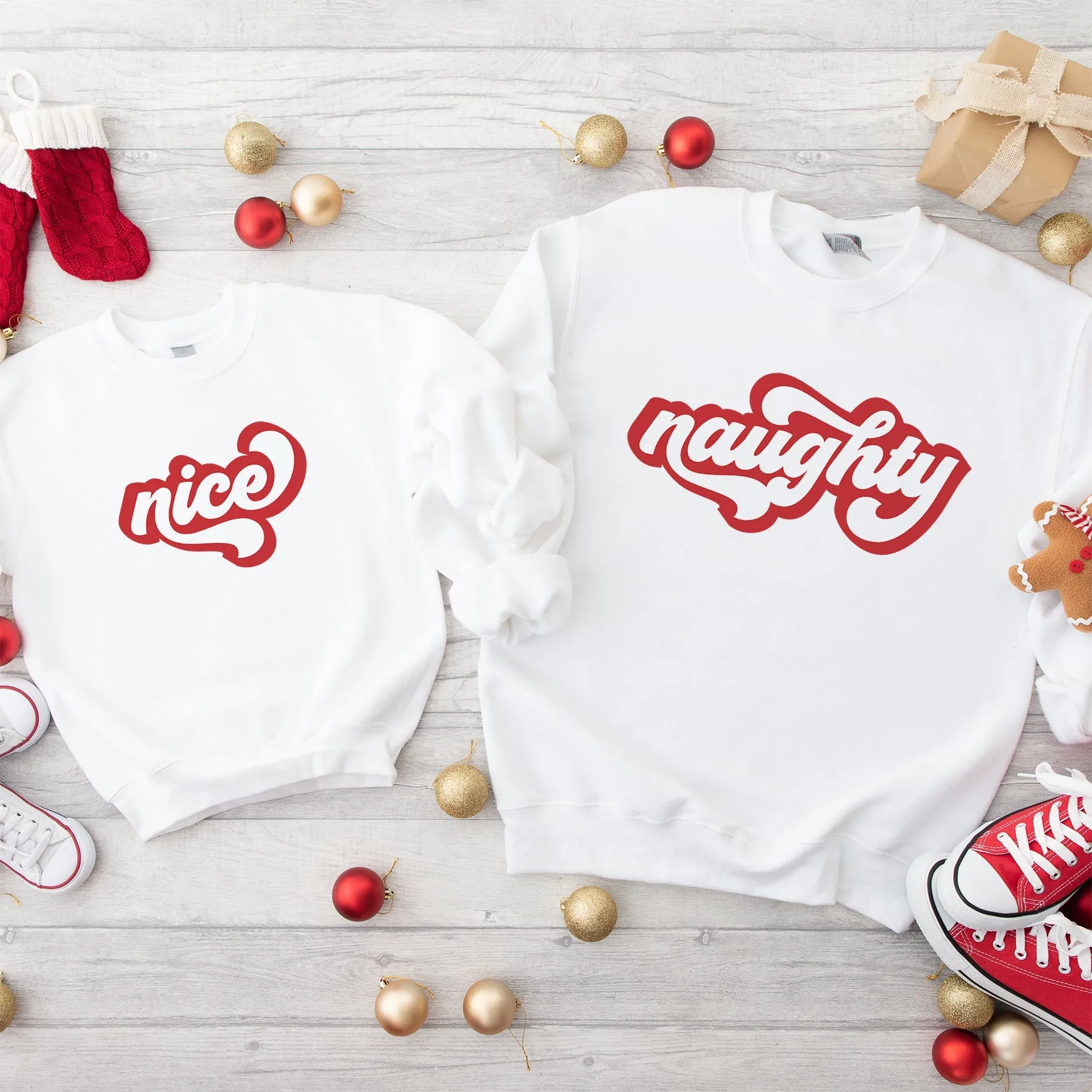 Naughty/Nice Kids Matching Christmas Sweatshirts boys outfits online store